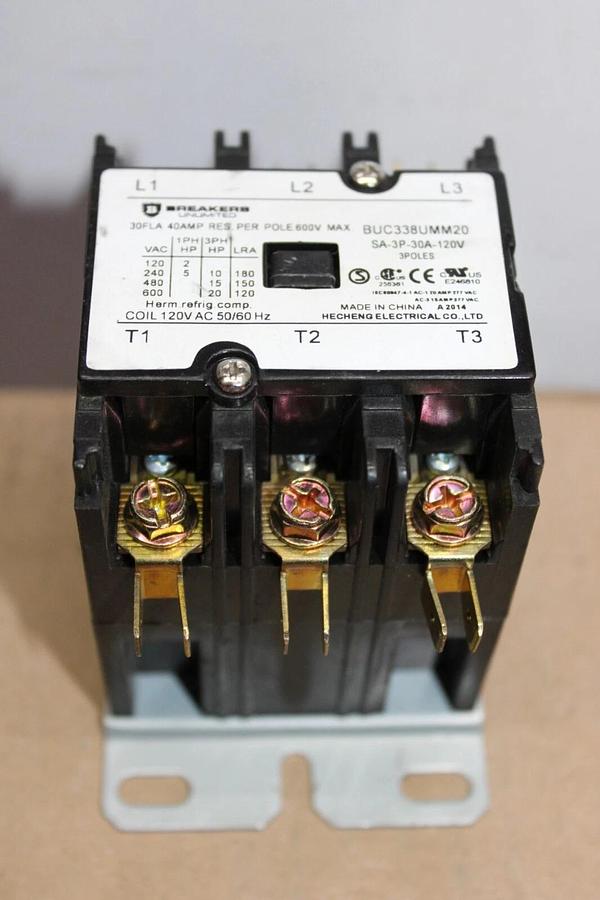 Used BREAKERS UNLIMITED CONTACTOR BUC338UMM20 600 VAC 30 AMP 20 HP **WARRANTY**