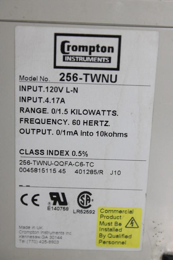 Used CROMPTON PALADIN TRANSDUCER 256-TWNU 120 VOLT 4.17 AMP 1.5 kW 60 HZ