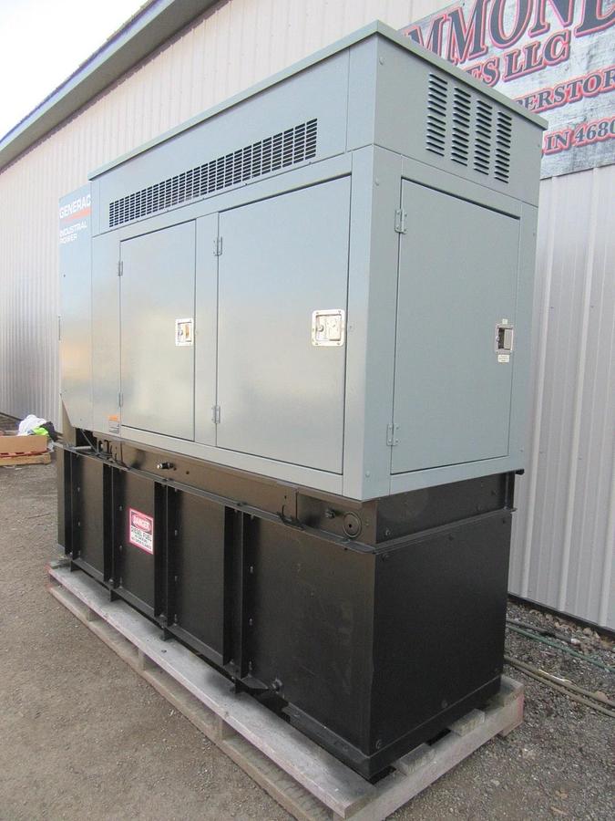 Used 48 KW DIESEL GENERATOR GENERAC 120/240 VOLT 393 HRS SOUND ENCLOSED VIDEO 50 KW