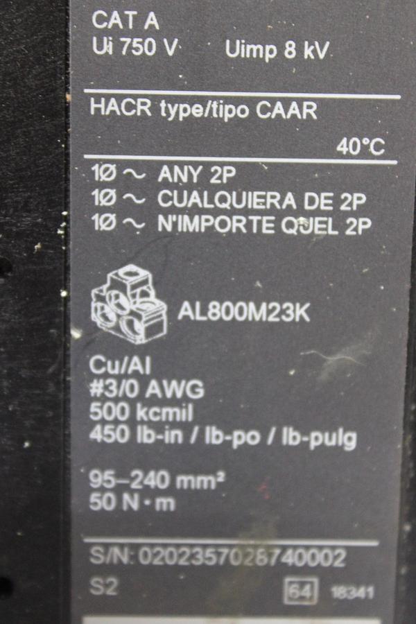 Used SQUARE D I-LINE CIRCUIT BREAKER LA36350 350 AMP 600 VAC 3-POLE