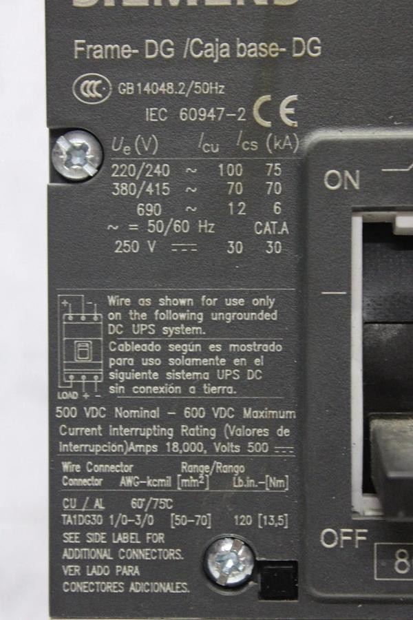 Used SIEMENS HDGA CIRCUIT BREAKER HDX3B080 80 AMP 600 VAC 3-POLE **WARRANTY**