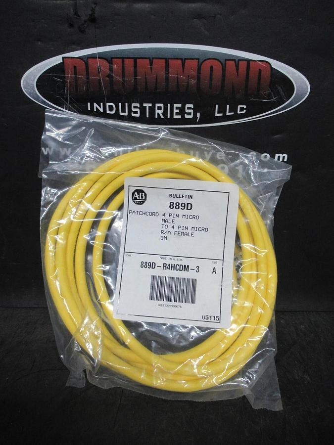 NEW IN BAG ALLEN-BRADLEY 889D-R4HCDN-3 4-PIN MALE AND 4-PIN RIGHT ANGLE FEMALE