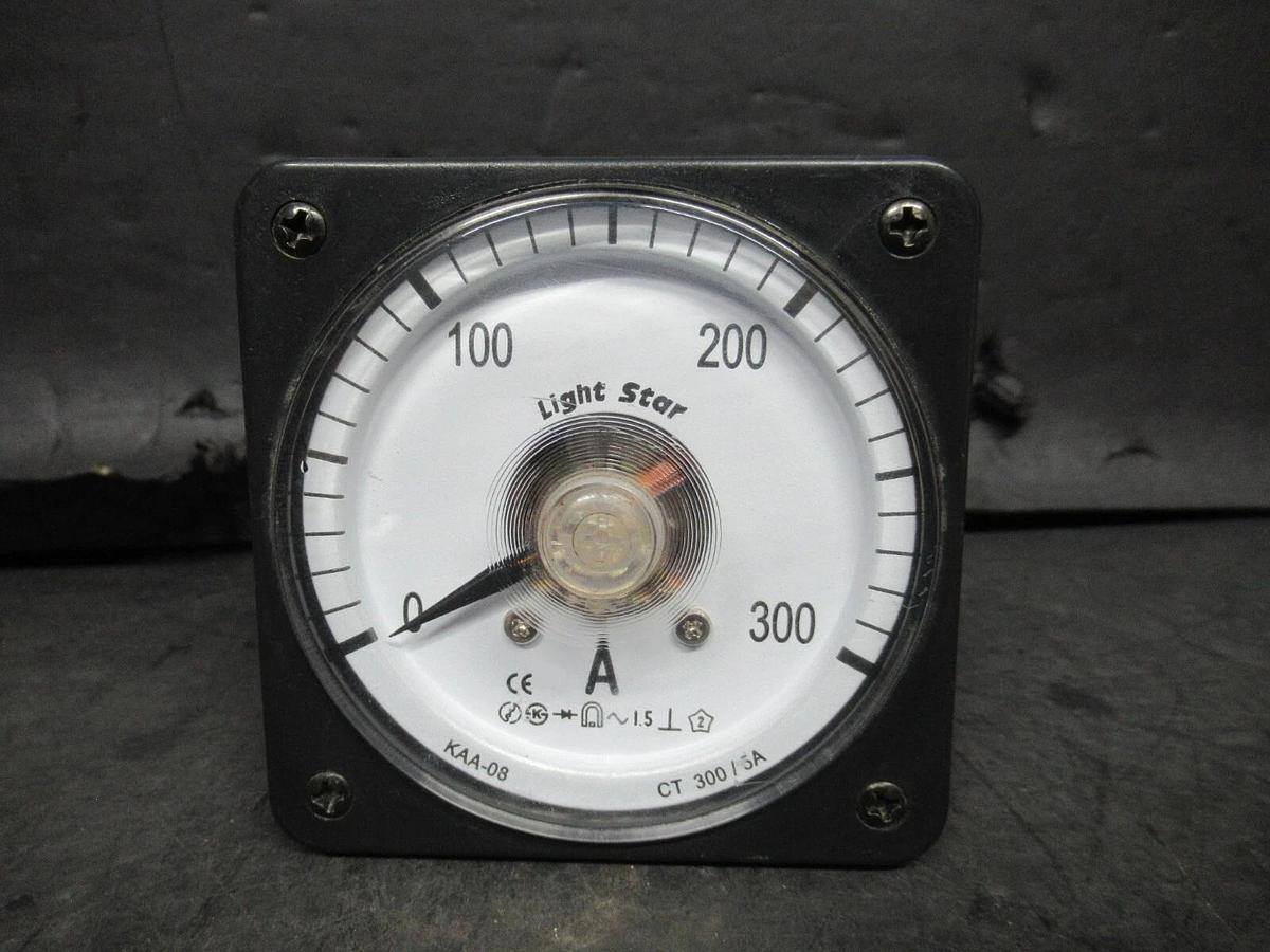 Used LIGHT STAR AMPERAGE METER KAA-08 CT-300/5A 0-300 AMPS **WARRANTY**