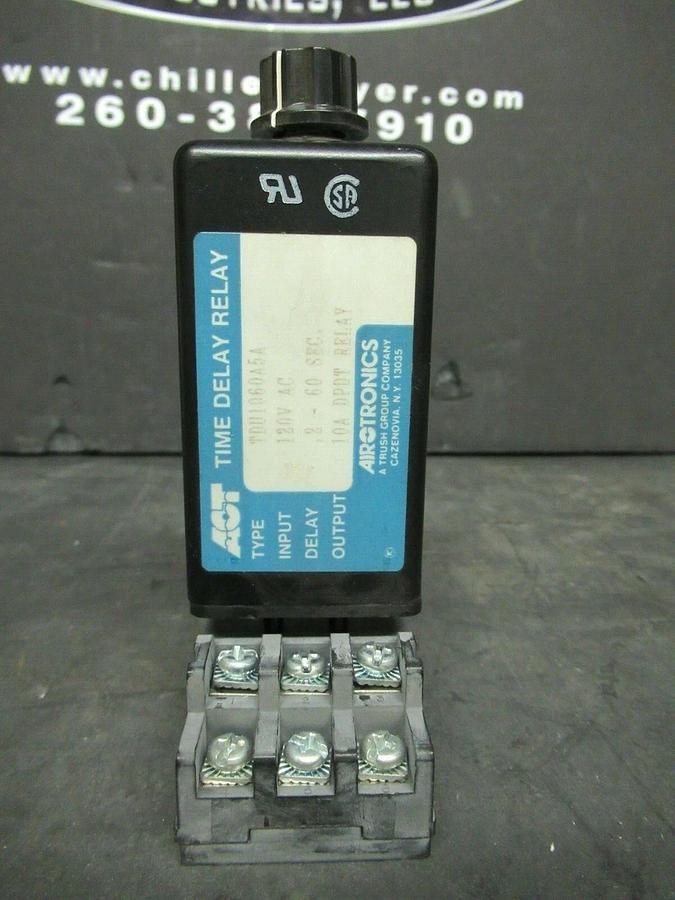 Used AIROTRONICS TIME DELAY RELAY TDU1060A5A 120 VAC DELAY: 0.2-60 SECONDS
