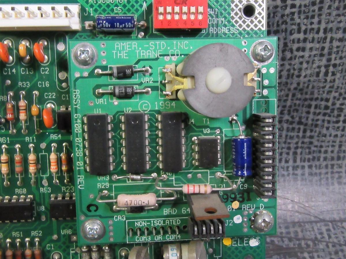 Used TRANE CHILLER BOARD X13650464 6400-0851-01 REV D WITH BOARD  6400-0738-01