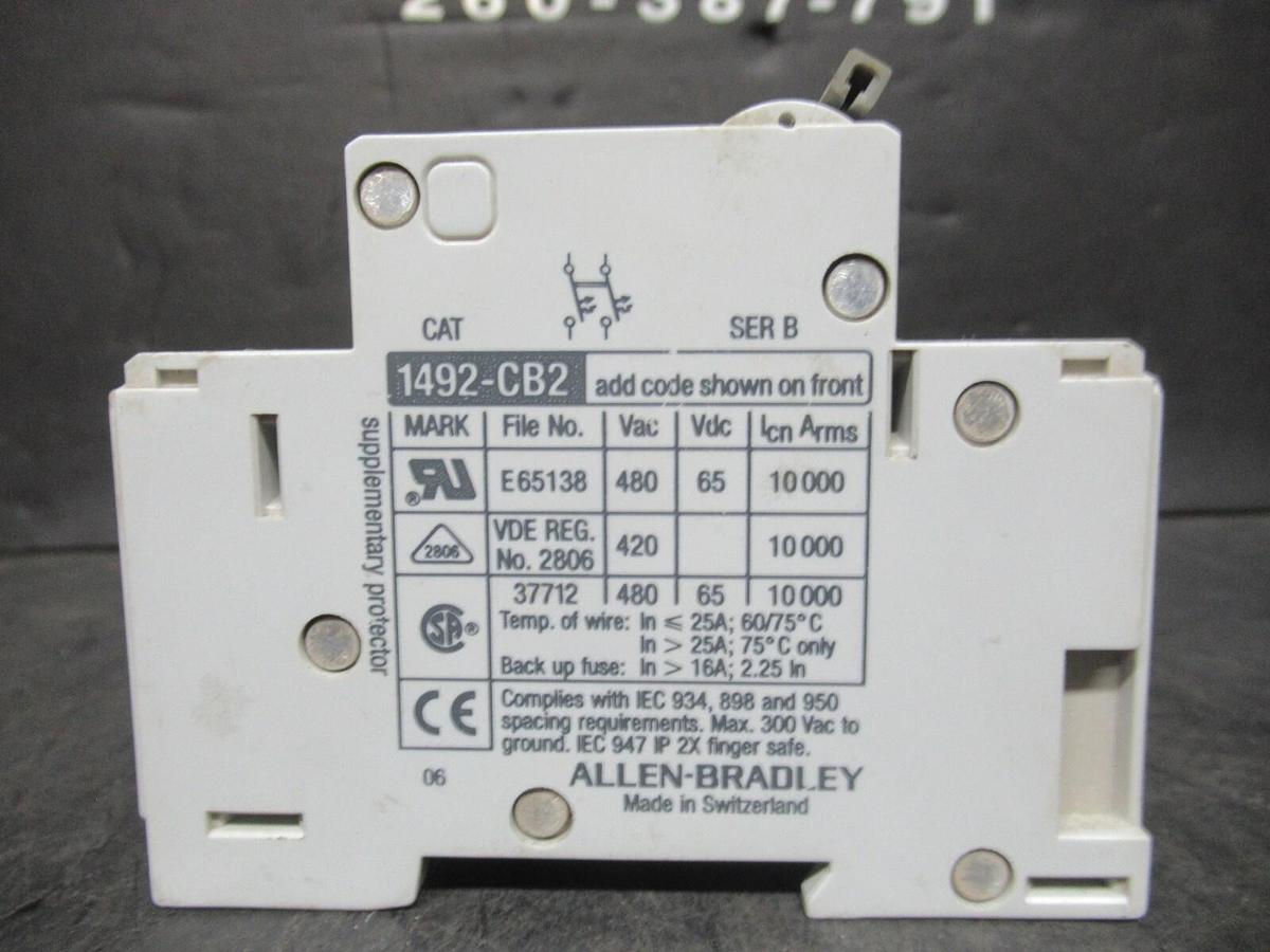 Used ALLEN BRADLEY BREAKER 1492-CB2 SER. B G-150 15 AMP 480 VAC **WARRANTY INCLUDED**