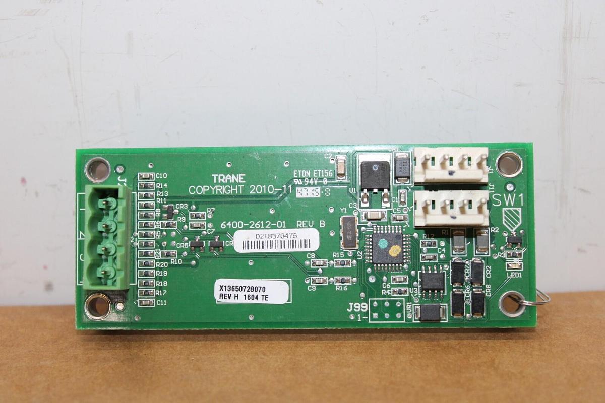 Used TRANE DUAL BINARY INPUT CIRCUIT BOARD X13650728070 REV. H 6400-2612-01 REV. B