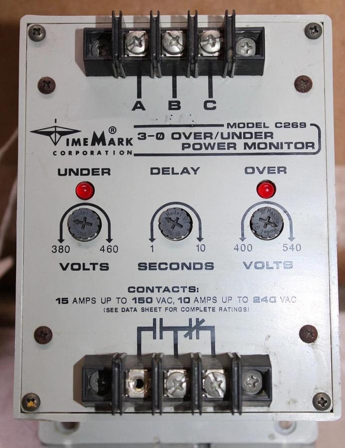 Used TIME MARK TIME DELAY 3-0 OVER/UNDER POWER MONITOR C269 15 AMP 240 VAC