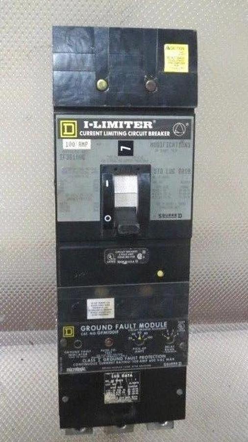 Used SQUARE D I LINE I-LIMITER BREAKER IF36100G 100 AMP 600 V GFM100IF GROUND FAULT