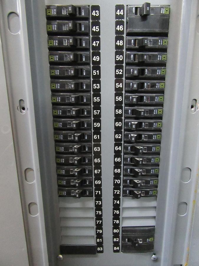 Used 225 AMP SQUARE D NQOD / QOB / QO PANELBOARD MLO PANEL 208Y/120 VAC 3 PH 4 W E2
