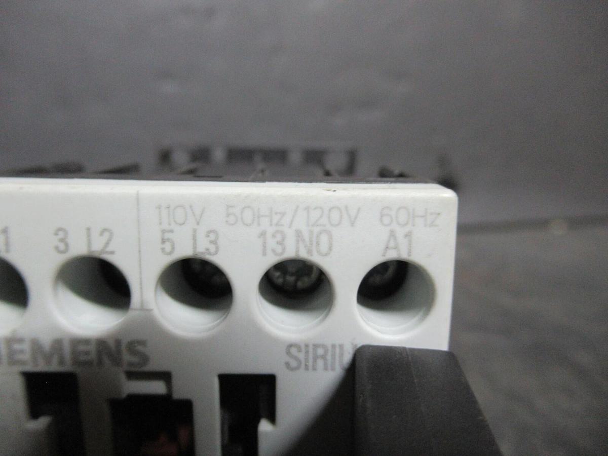 Used SIEMENS CONTACTOR 3RT1016-1AK61 20 AMP 600 VAC 7.5 HP 3-PHASE COIL: 110/120