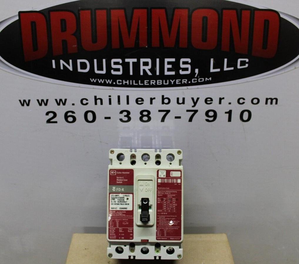 Used CUTLER HAMMER MOLDED CASE SWITCH FD3225K 225 AMP 600 VAC 3-POLE FD-K