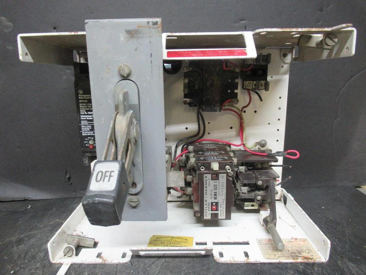 Used CUTLER HAMMER MOTOR STARTER CONTROL 12" W/ A10CN0 NEMA SIZE 1 7 AMP 600 VAC