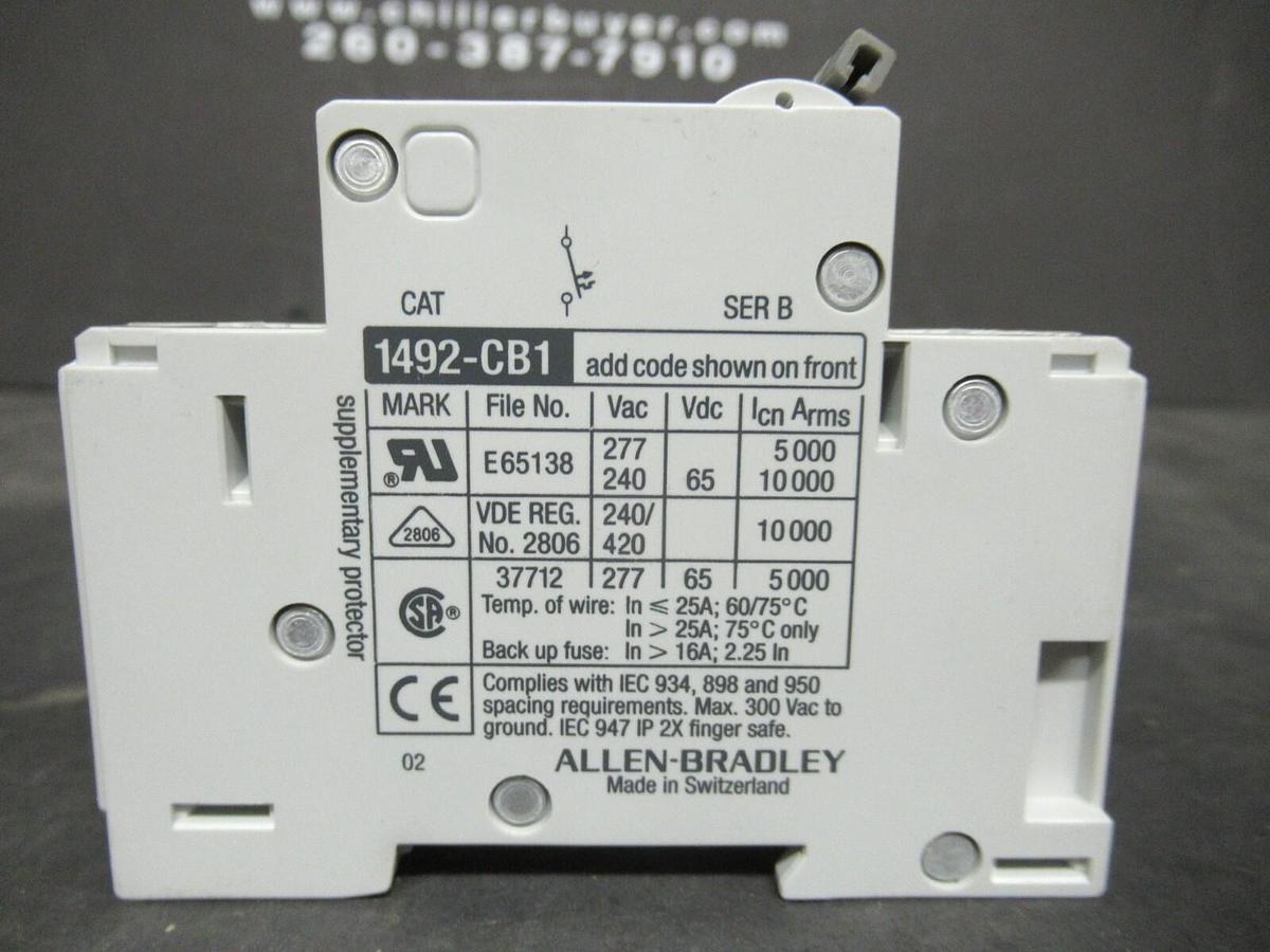 Used 10 AMP ALLEN BRADLEY BREAKER 1492-CB1 SER. B 277 VAC SINGLE POLE