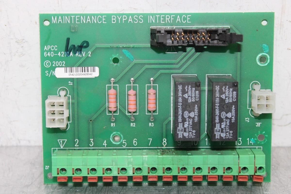 Used APC MAINTENANCE BYPASS INTERFACE CIRCUIT BOARD 640-4210A REV. 2 **WARRANTY**