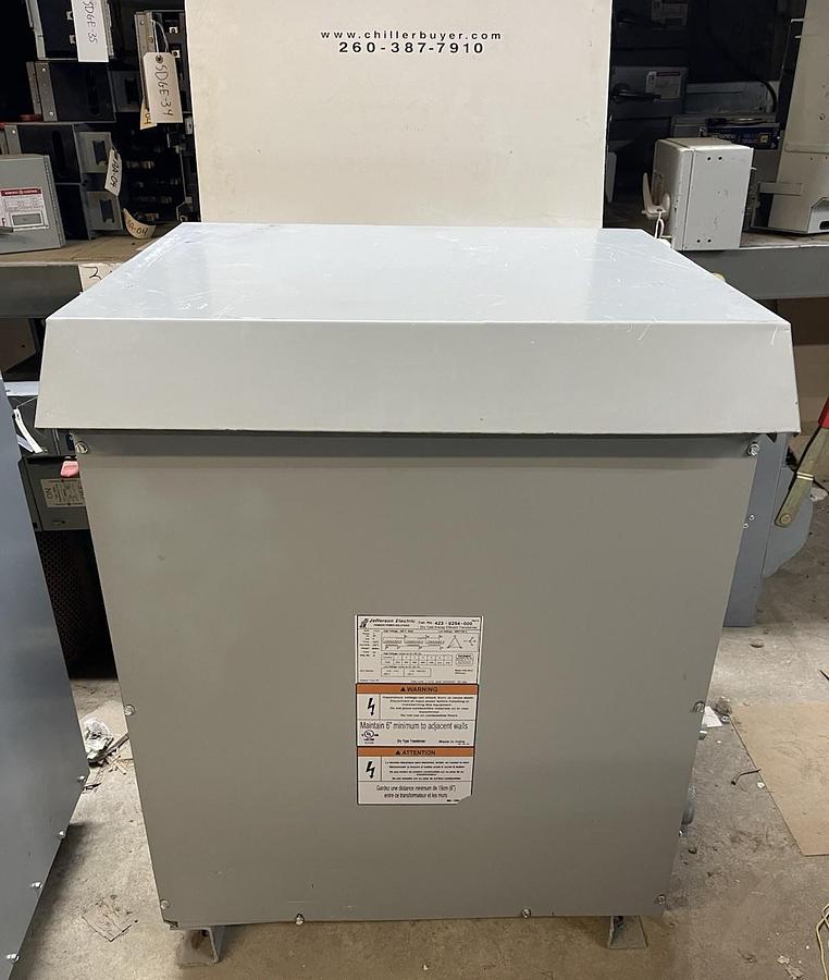 Used 112.5 KVA JEFFERSON TRANSFORMER 423-9254-000 480V HIGH 208/120V LOW NEMA 3R
