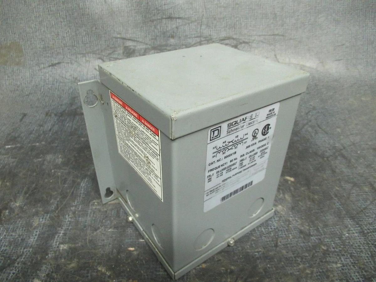 Used SQUARE D TRANSFORMER 500SV1B 0.5KVA 60HZ 480V 1-PHASE **WARRANTY INCLUDED**