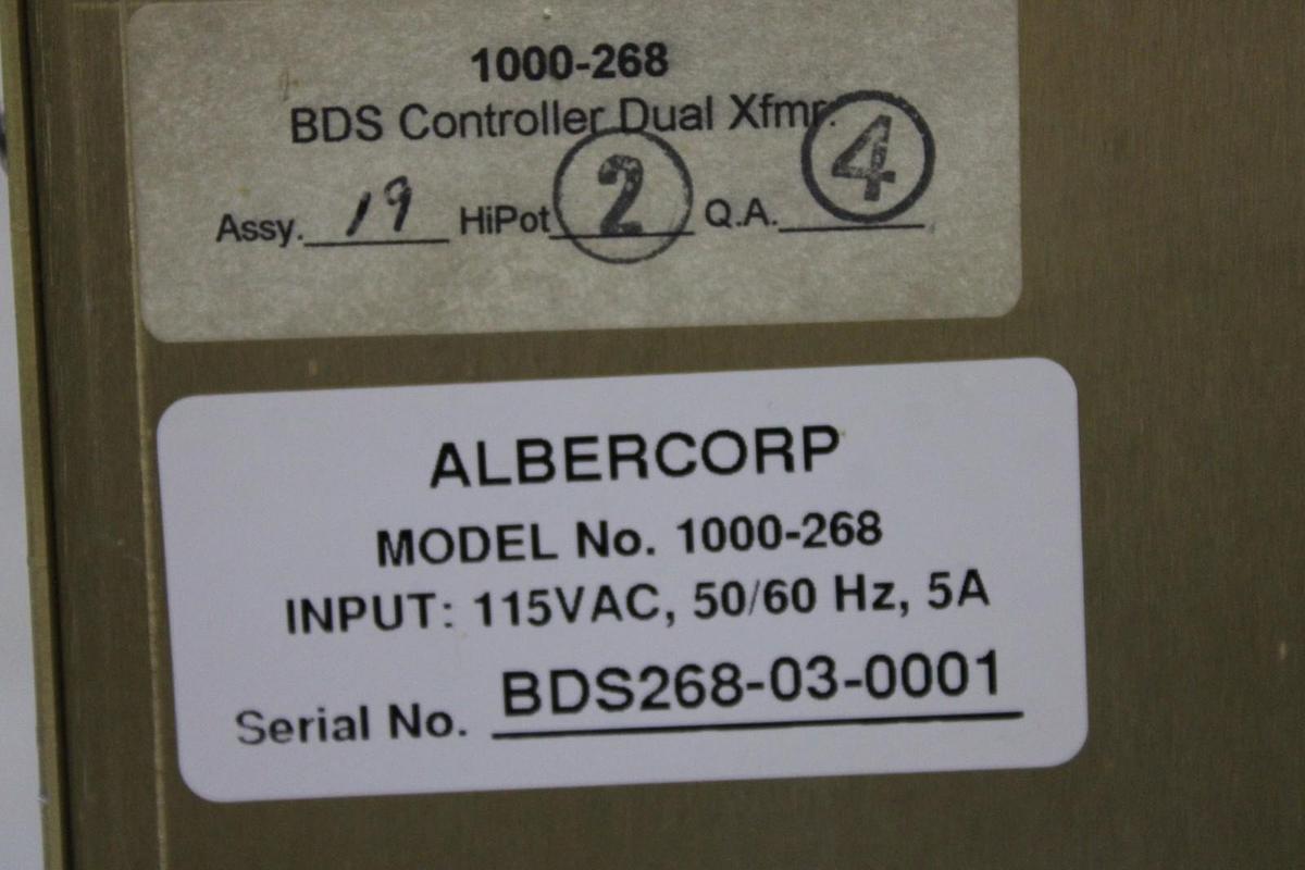 Used ALBERCORP BATTERY DIAGNOSTIC SYSTEM BDS CONTROLLER 1000-268 115 VAC 5 AMP