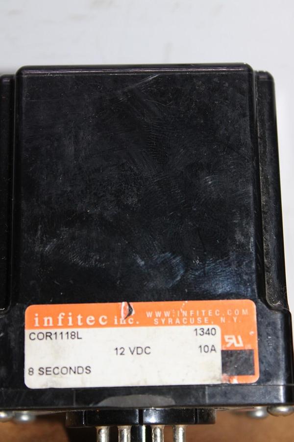 Used LOT OF 2 INFITEC TIME DELAY RELAY COR1118L 12 VDC 10 AMP 8 SECOND DELAY