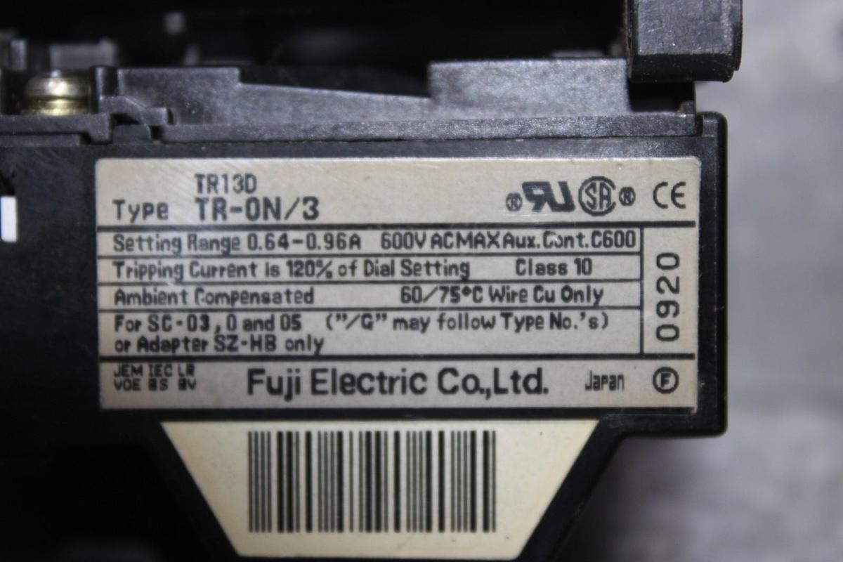 Used FUJI ELECTRIC MAGNETIC STARTER SJ-0G 440 VOLT 15 AMP W/ TR-0N/3 OVERLOAD