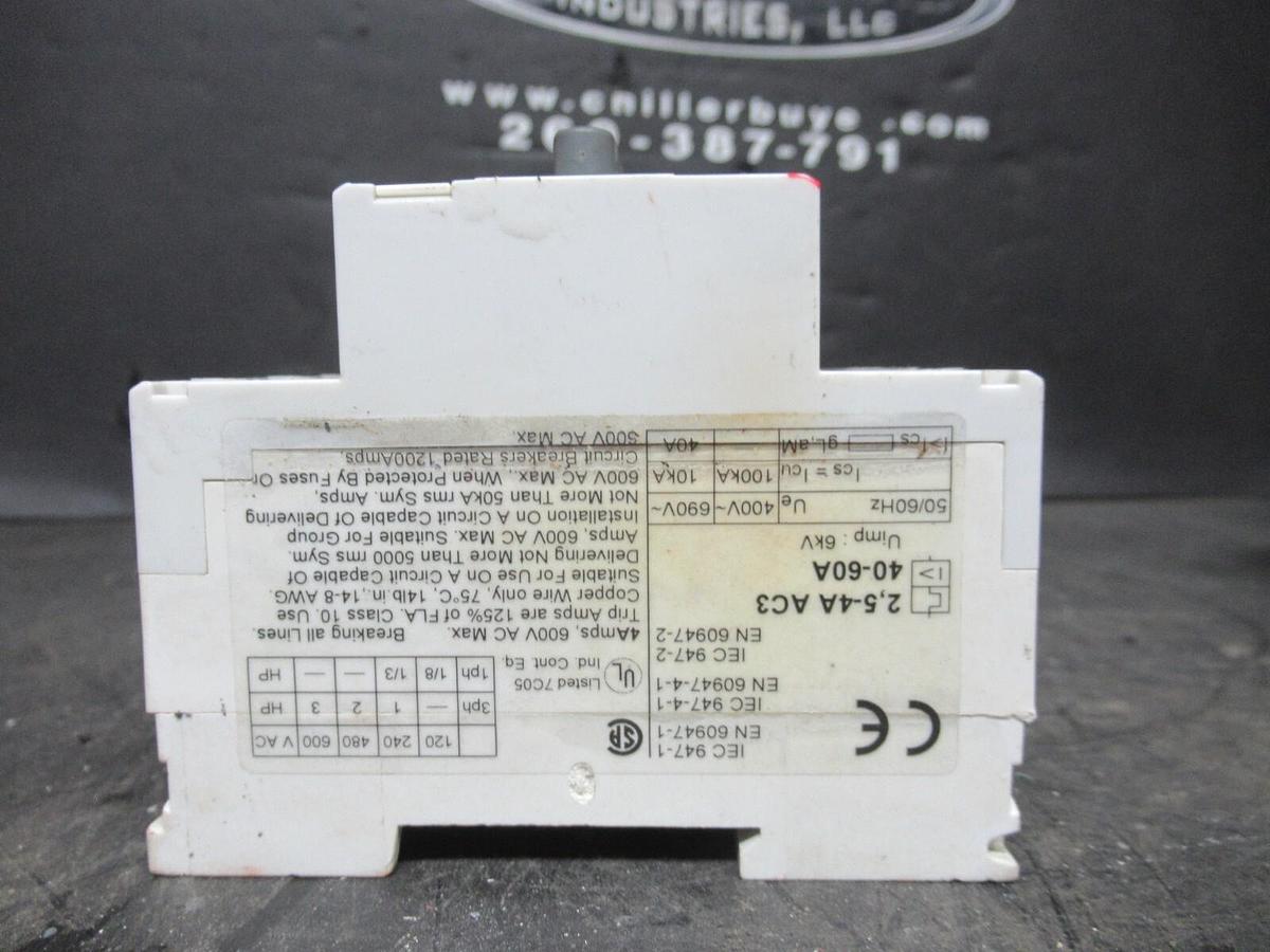 Used ABB MANUAL MOTOR STARTER MS-325 600 VAC 2.5-4 AMPS 3 HP 3-POLE 3-PHASE