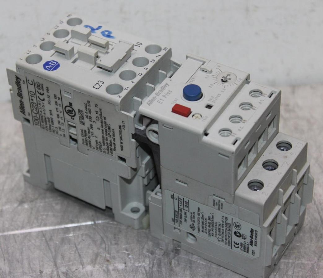 Used ALLEN BRADLEY STARTER 100-C23*10 30 AMP 600 VAC 3-POLE 15 HP W/ 193-EECB