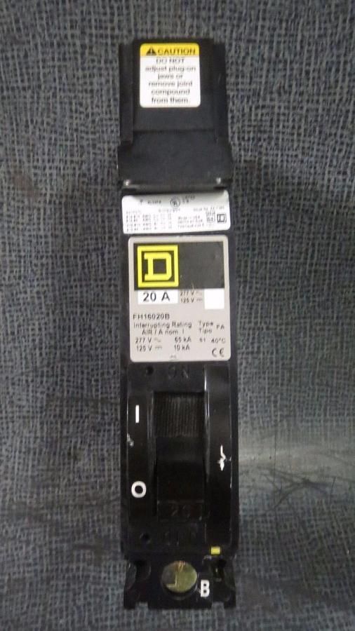 *NEW SURPLUS* SQUARE D I-LINE CIRCUIT BREAKER FH16020B 20 AMP 1-POLE 277 VAC