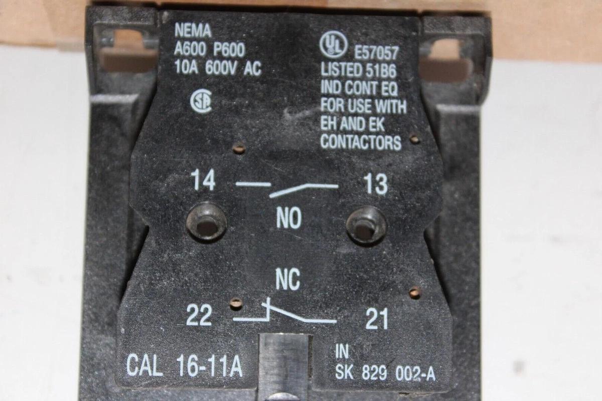 Used ABB AUXILIARY CONTACT BLOCK CAL-16-11A SK-829-002-A 10 AMP 600 VAC *WARRANTY*