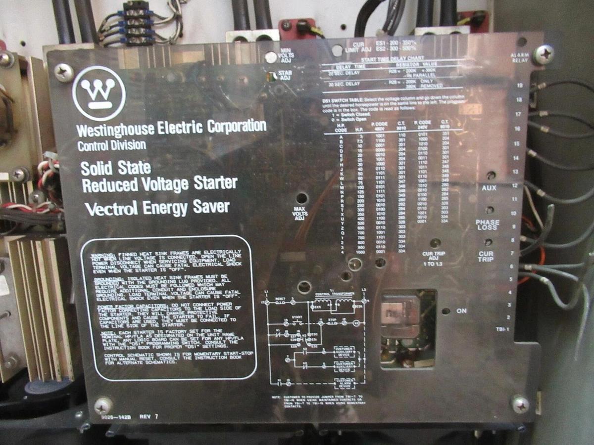 Used WESTINGHOUSE 400 HP 480 AMP SOLID STATE REDUCED VOLTAGE STARTER 480 VAC VECTROL