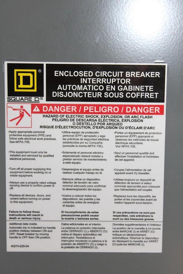 SQUARE D TYPE 1 CIRCUIT BREAKER ENCLOSURE MA1000S W/ MAL369002203 900 AMP