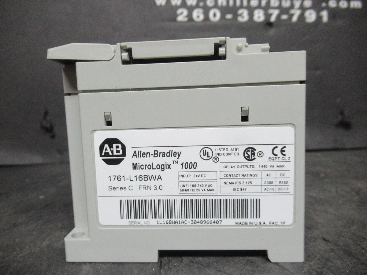 Used ALLEN BRADLEY MICRO LOGIX 1000 1761-L16BWA SER. C 24 VDC 26 VA **WARRANTY**