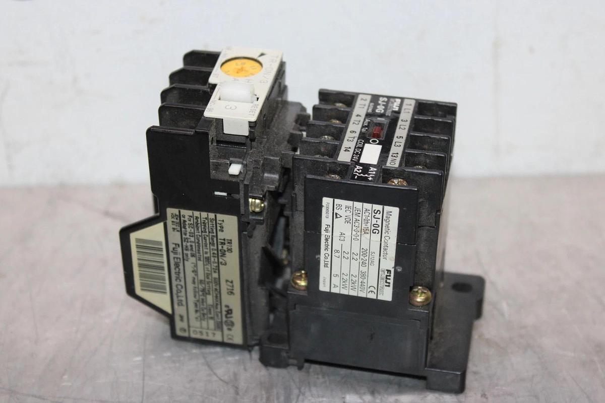 Used FUJI ELECTRIC STARTER SJ-0G 480 VAC 15 AMP 2.2 kW W/ TR-0N/3 RELAY