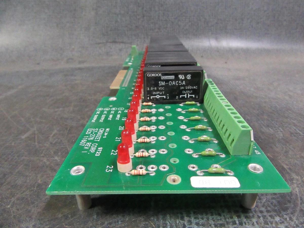 Used CROUZET RELAY CIRCUIT BOARD PB-24SM WITH SM-0AC5A RELAYS MODEL: 57-278 REV I