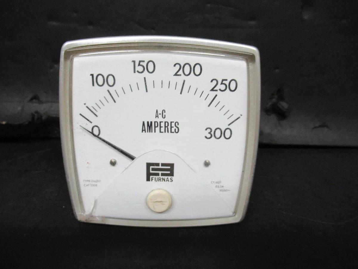Used FURNAS AC AMPERAGE METER 3308 TYPE: 016/02 0-300 AMPERES **WARRANTY**