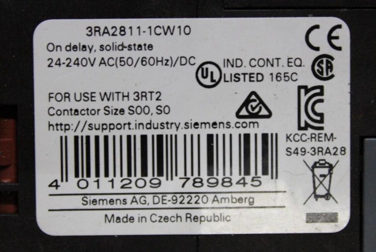 Used SIEMENS SIRIUS CONTACTOR 3RT2016-1AB01 W/ 3RA2811-1CW10 TIME DELAY RELAY