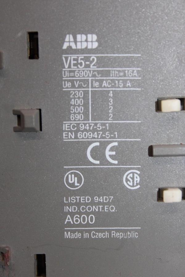 Used LOT OF 5 ABB VE5-2 MECHANICAL INTERLOCK 690 VAC 16 AMP **WARRANTY**
