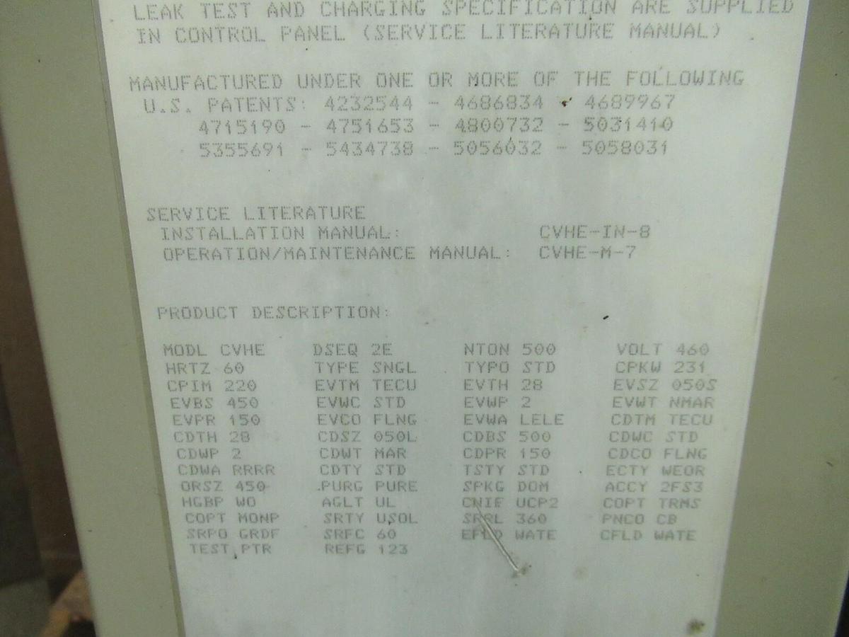 Used TRANE 500 TON CENTRAVAC ADAPTIVE CONTROL INTERFACE CVHE500 CHILLER 460 VAC R-123