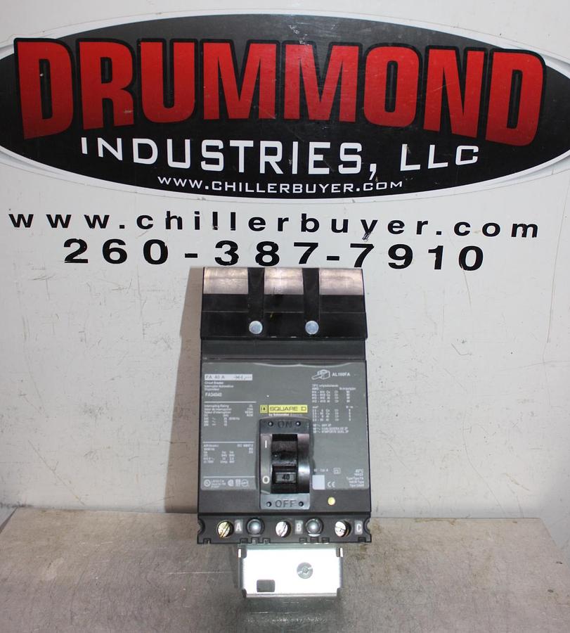 Used SQUARE D I-LINE CIRCUIT BREAKER FH36040 40 AMP 600 VOLT 3-POLE