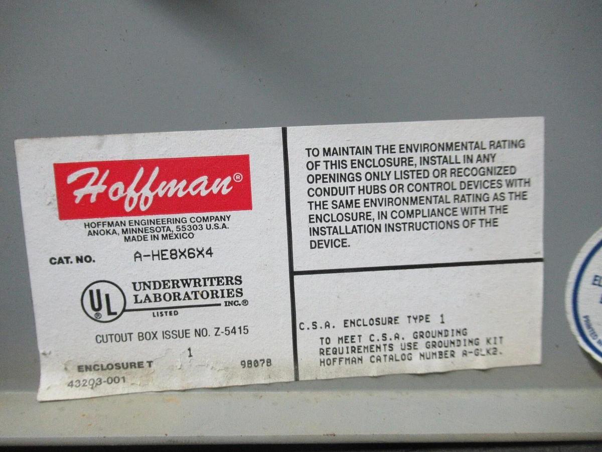 Used HOFFMAN ENCLOSURE A-HE8X6X4 W/ MOORE ASM/2X4-20MA/Z4-20MA/24AC ADDER SUBTRACTOR