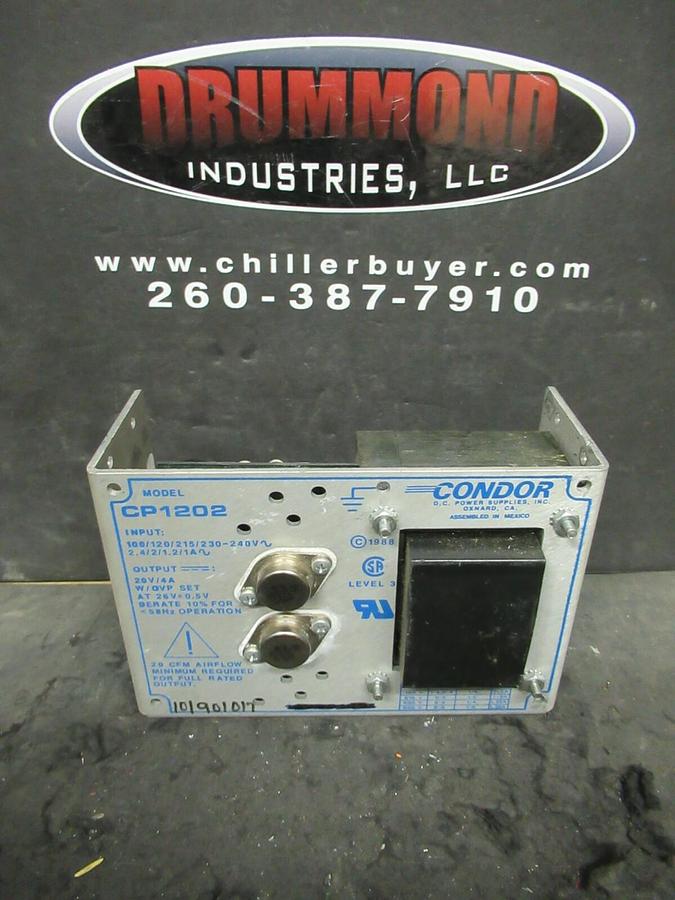 Used CONDOR DC POWER SUPPLY CP1202 IN 100/120/215/230-240 VAC OUT 20 VDC / 4 AMP