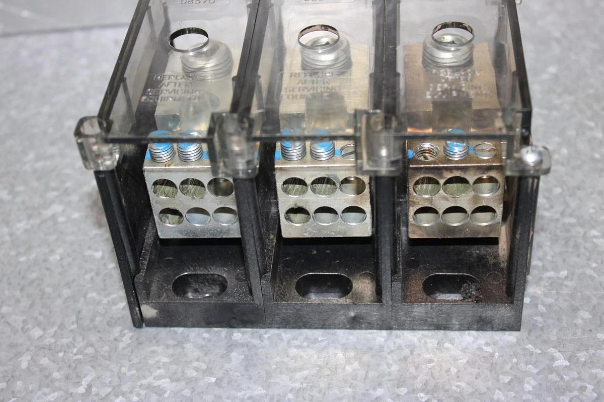 Used FERRAZ SHAWMUT POWER DISTRIBUTION BLOCK 67663 400 AMP 3-POLE 600 VOLT *WARRANTY*