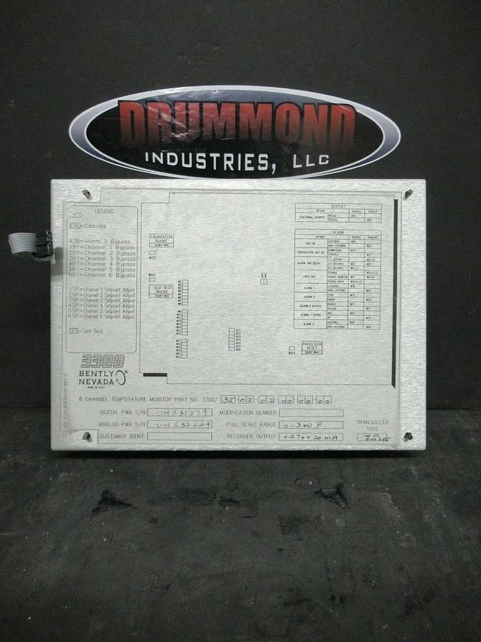 Used BENTLY NEVADA 6 CHANNEL TEMP. MONITOR 81672-01 REV. E 3300/35-02-02-00-00-00