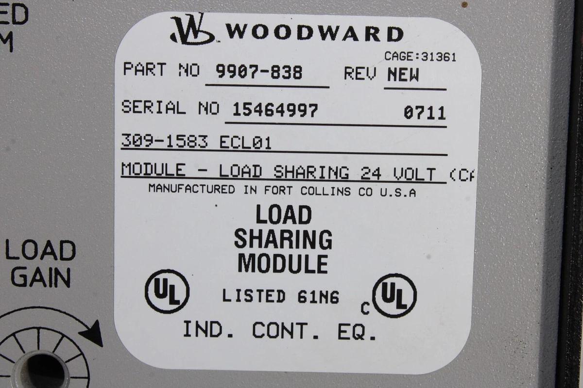 Used WOODWARD LOAD SHARING MODULE 9907-838 REV. NEW 309-1583-ECL01 24 VOLT