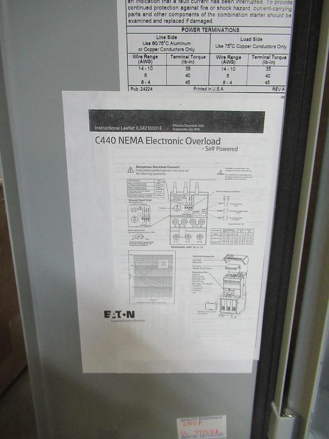 NEW SURPLUS EATON COMBINATION STARTER ECN1611AAB SIZE: 1 27 AMP 10 HP 600 VAC