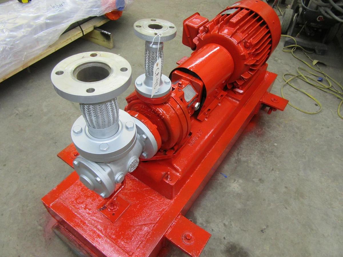 Used 25 HP STERLING PEERLESS 1.5" X 3" CENTRIFUGAL WATER PUMP 316SS 225 GPM 8" IMP