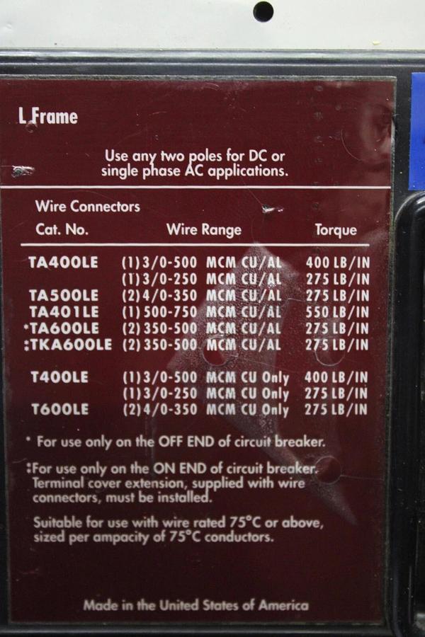 Used EATON MOLDED CASE SWITCH LS36060YE 600 AMP 600 VAC 3-POLE **WARRANTY**