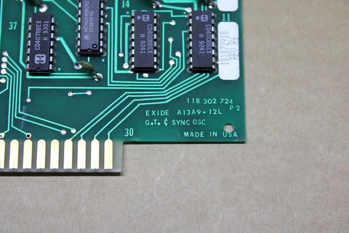 Used EXIDE CIRCUIT BOARD GT & SYNC OSC 118-302-724-P2 101072910-R6 **WARRANTY**