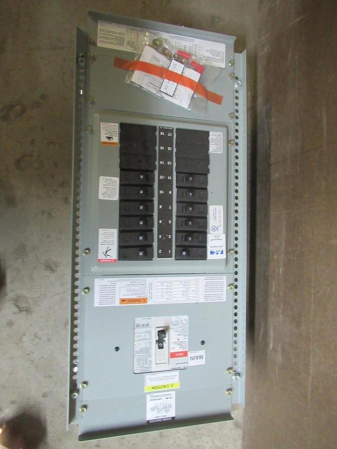 Used EATON POW-R-LINE MAIN SERVICE PANEL PRL1A EZB2036R 100 AMP 240/120 VAC 1 PHASE