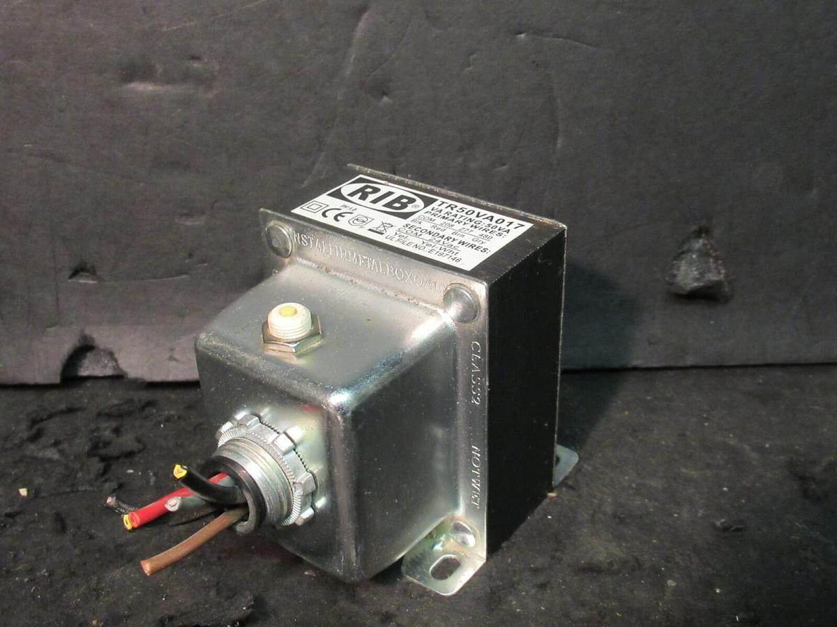Used 0.050 (50 VA) RIB CONTROL TRANSFORMER 208 277 480 VAC PRI TO 24 V SEC TR50VA017