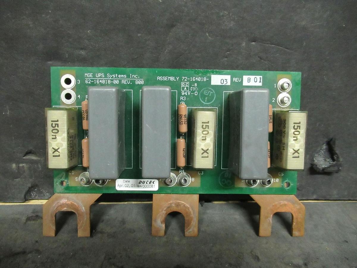Used MGE UPS SYSTEMS 62-164018-00 REV B00 CIRCUIT BOARD ASSEMBLY 72-164018-03 B01